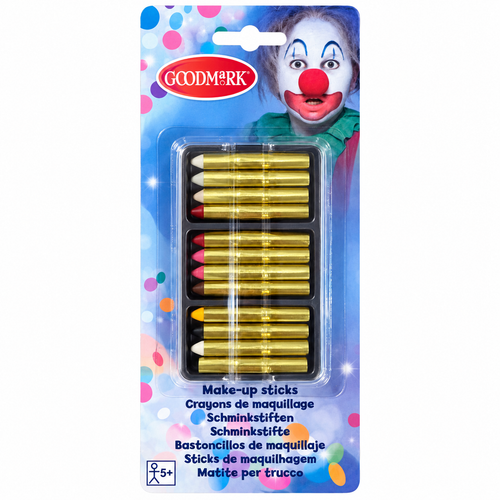 Emballage Goodmark contenant 12 crayons de maquillage multicolores pour Halloween dès 5 ans