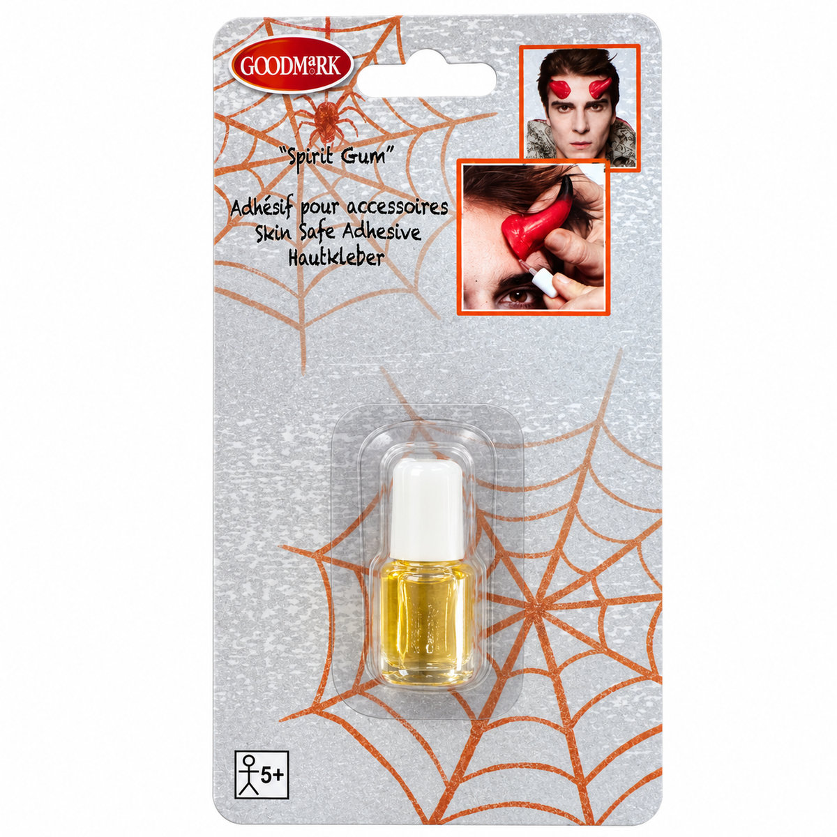 Emballage Goodmark avec flacon de colle cosmétique Spirit Gum pour accessoires de déguisement