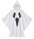 Déguisement fantôme enfant blanc à capuche avec visage noir, taille 146 pour Halloween