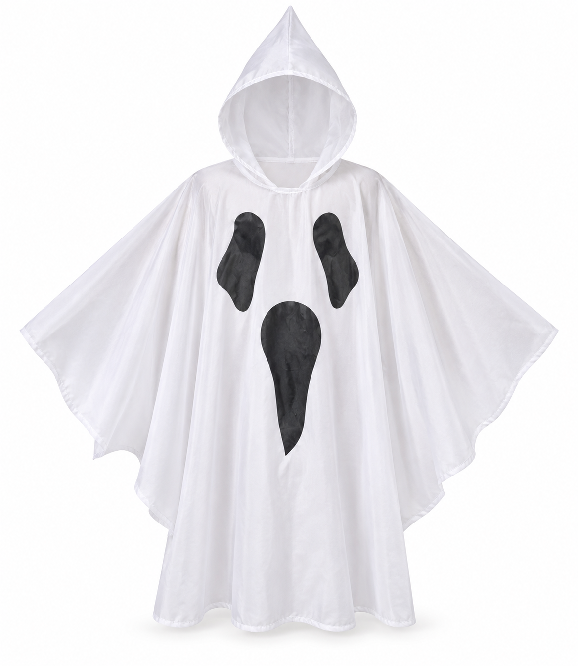 Déguisement fantôme enfant blanc à capuche avec visage noir, taille 146 pour Halloween