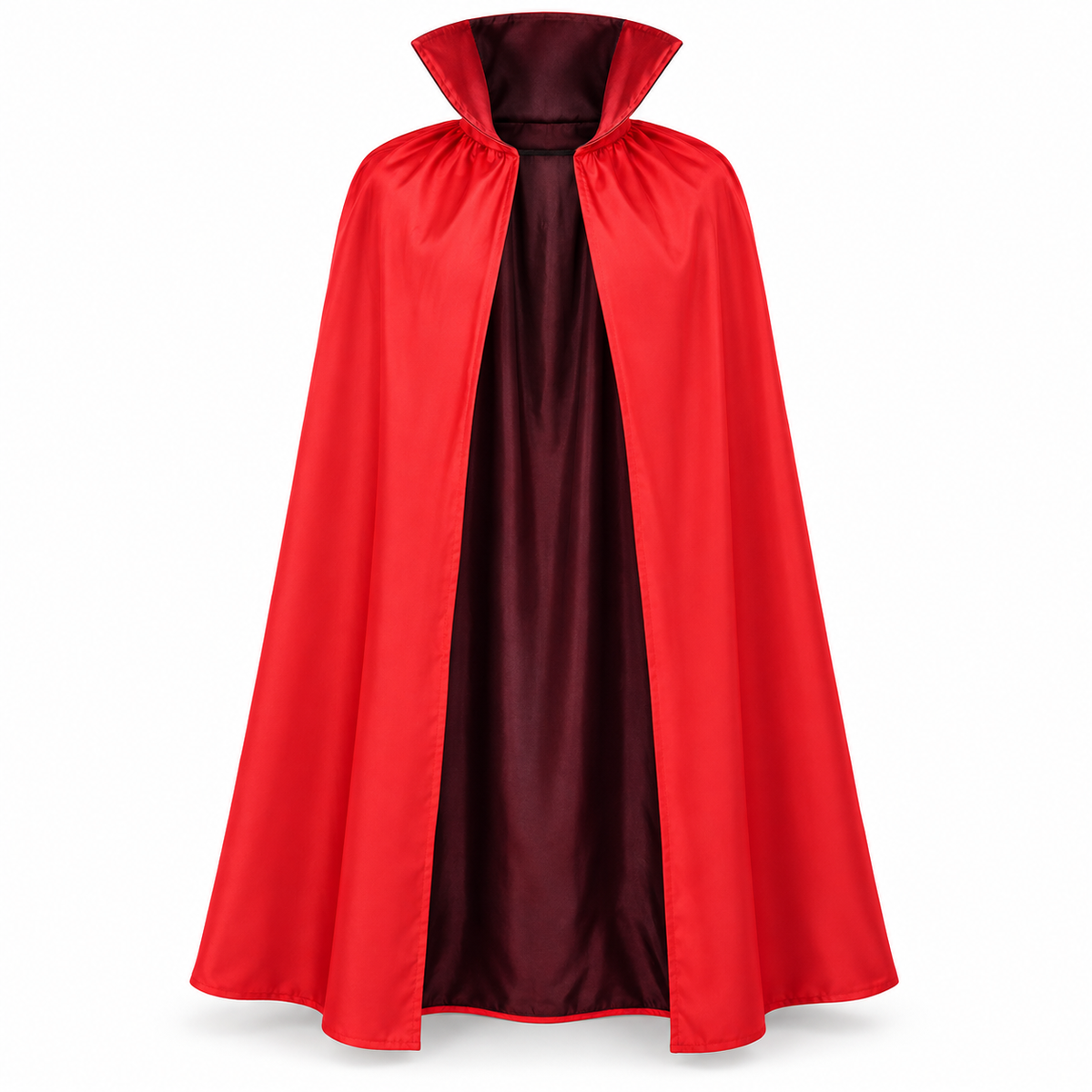 Cape de vampire rouge de 120 cm avec col montant sur fond blanc