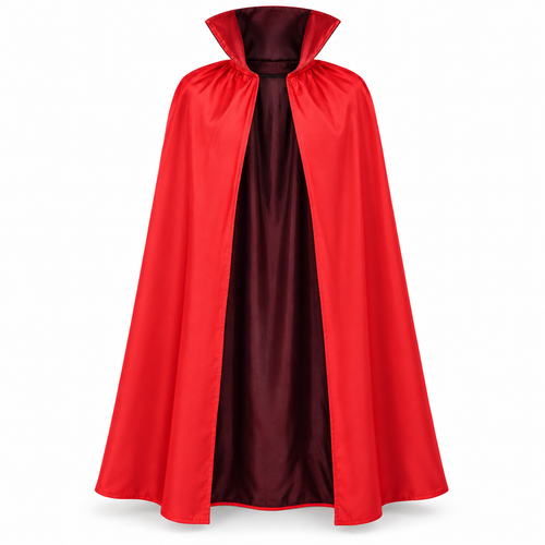 Cape de vampire rouge de 120 cm avec col montant sur fond blanc