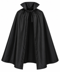 Cape noire pour enfant de 75 cm avec col relevé et fermeture à nouer pour Halloween