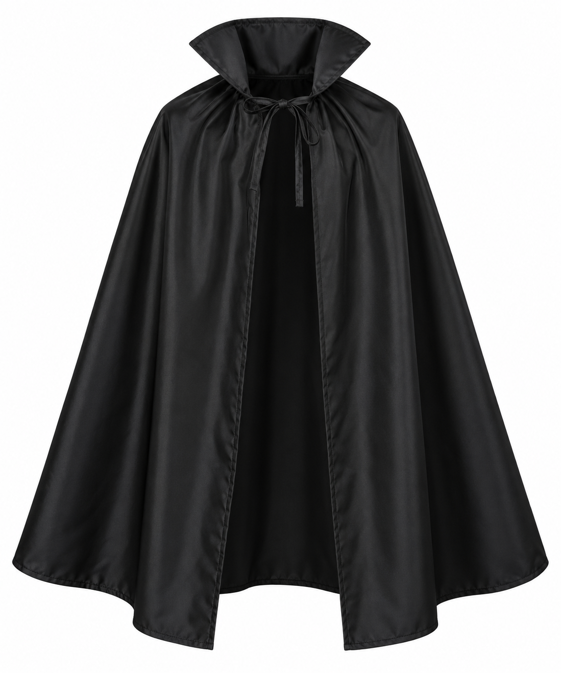 Cape noire pour enfant de 75 cm avec col relevé et fermeture à nouer pour Halloween
