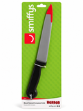 Couteau factice Smiffys avec lame grise, manche noir et extrémité rouge effet sang pour Halloween