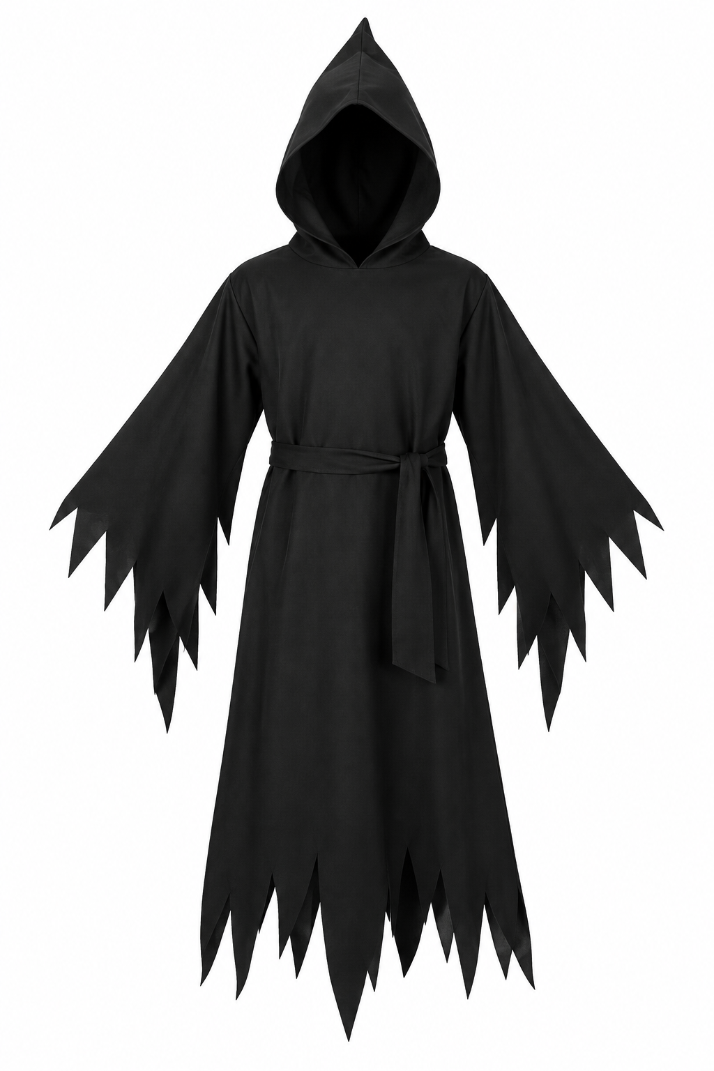Déguisement de faucheur noir pour enfant avec tunique à capuche et ceinture taille 110