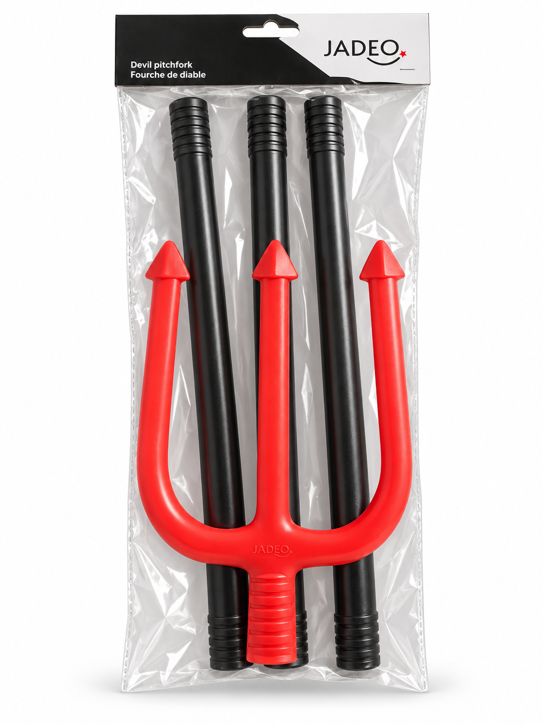 Fourche de diable rouge démontable JADEO avec manche noir pour déguisement Halloween