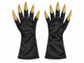 Longs gants noirs avec griffes dorées pailletées pour Halloween