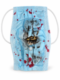 Masque de docteur zombie bleu Rubie’s avec bouche en relief et dents moulées sur fond blanc