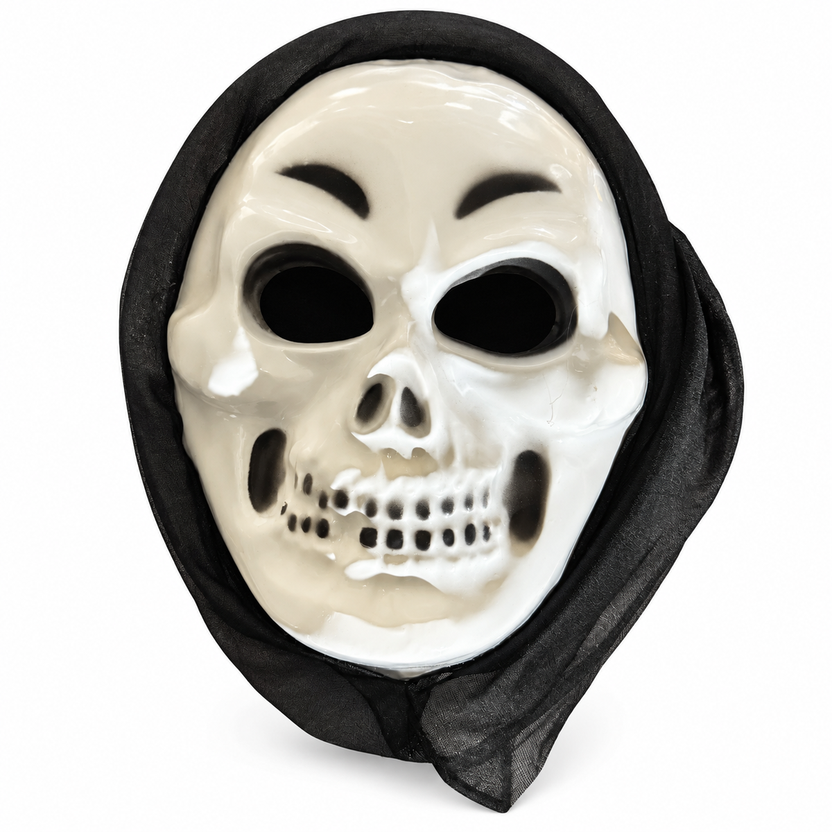 Masque de squelette avec capuche noire