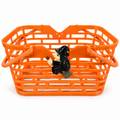 Panier à bonbons Halloween orange ajouré avec figurine de sorcière sur le devant