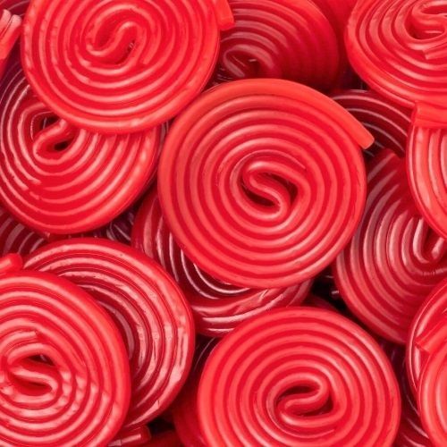 Bonbons Strawberry Spirals Damel rouges en forme de spirales à la fraise
