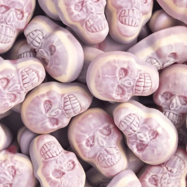 Bonbons Têtes de mort fourrées Vidal colorées pour Halloween
