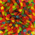 Bonbons gélifiés Damel en forme de vers de terre à surface lisse
