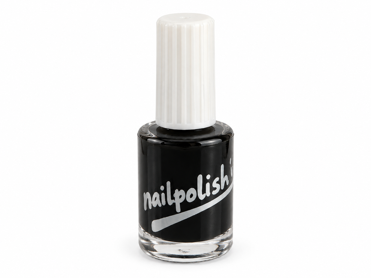 Petit flacon de vernis à ongles noir lavable pour maquillage Halloween avec bouchon blanc