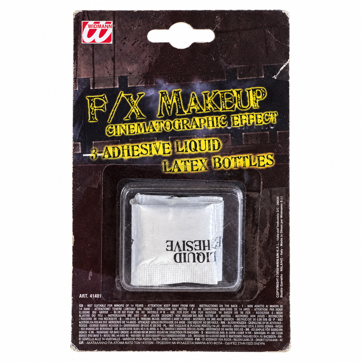 Lot de trois doses d’adhésif liquide au latex Widmann pour maquillage d’effets spéciaux
