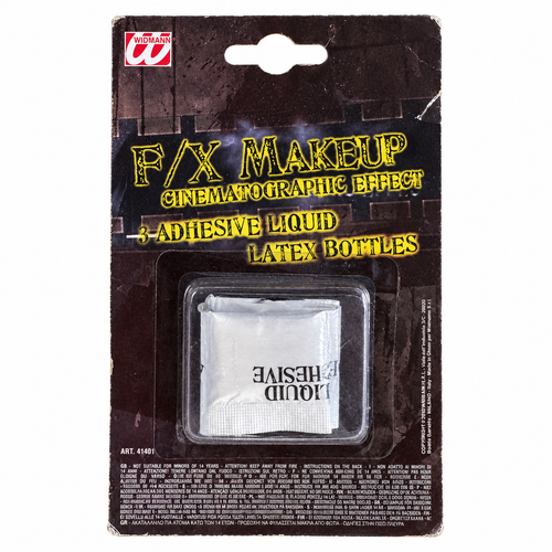 Lot de trois doses d’adhésif liquide au latex Widmann pour maquillage d’effets spéciaux