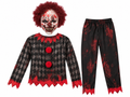 Déguisement clown zombie adulte taille L avec masque en latex, haut à losanges et pantalon noir et rouge