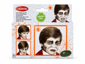 Kit maquillage vampire Halloween Goodmark avec exemples de maquillage blanc et noir pour le visage, emballage sur fond blanc.