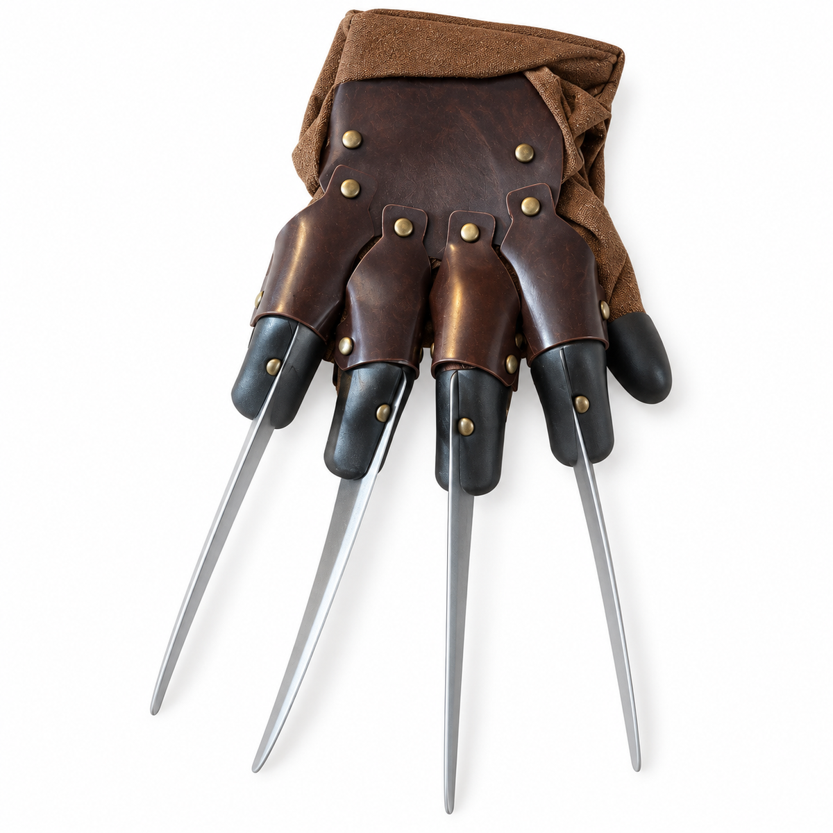 Gant géant Freddy Krueger brun avec quatre longues griffes argentées pour déguisement
